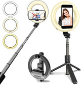 4-in-1 Wireless Selfie Stick Tripod with Ring Light Gadget-3