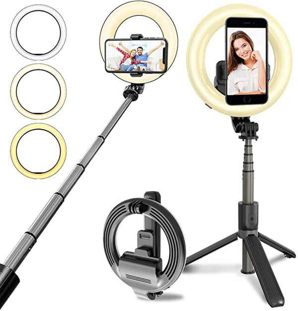 4-in-1 Wireless Selfie Stick Tripod with Ring Light Gadget-3